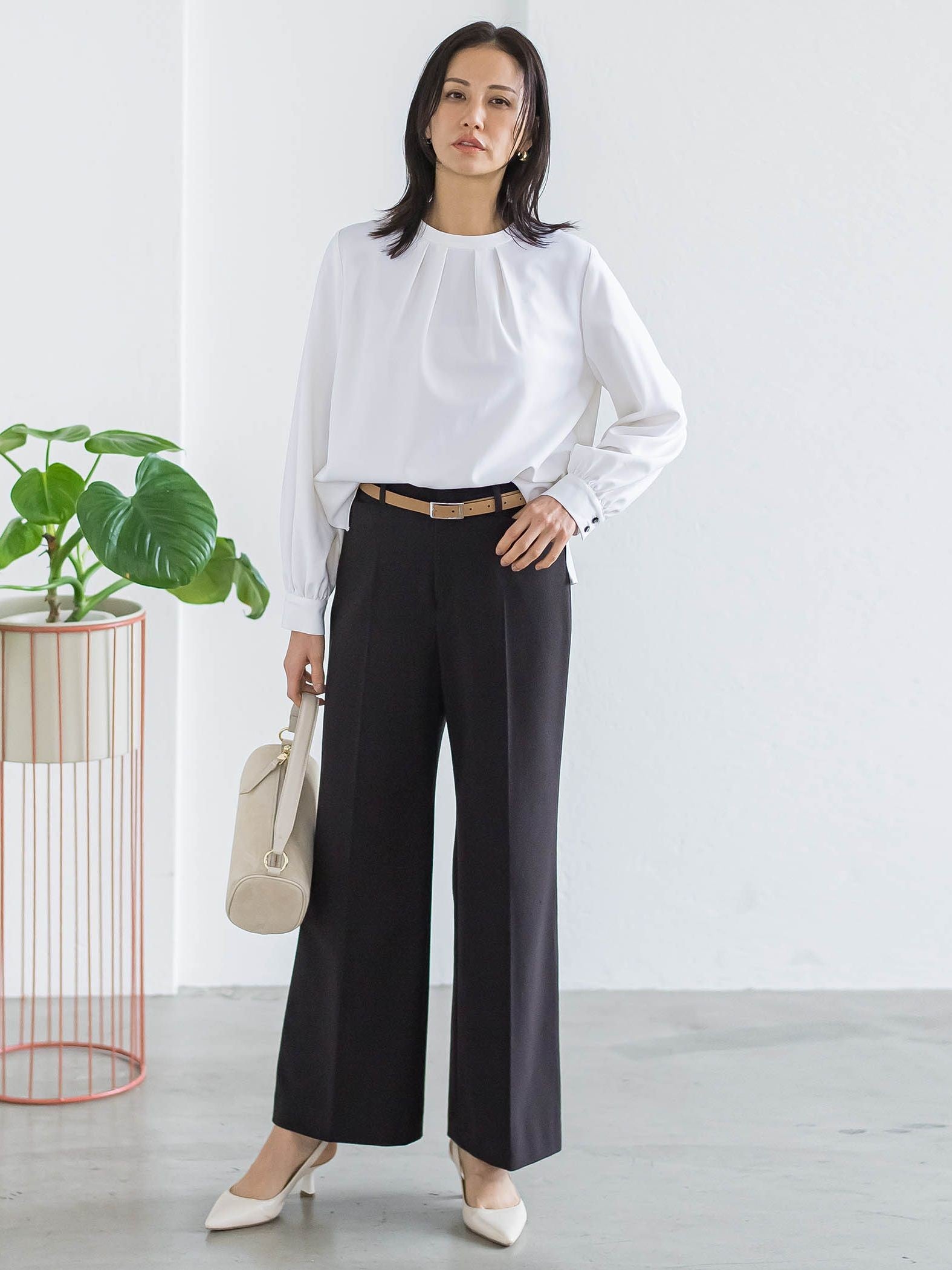 ウールブレンドストレッチブラウス≪セットアップ対応/手洗い可能≫