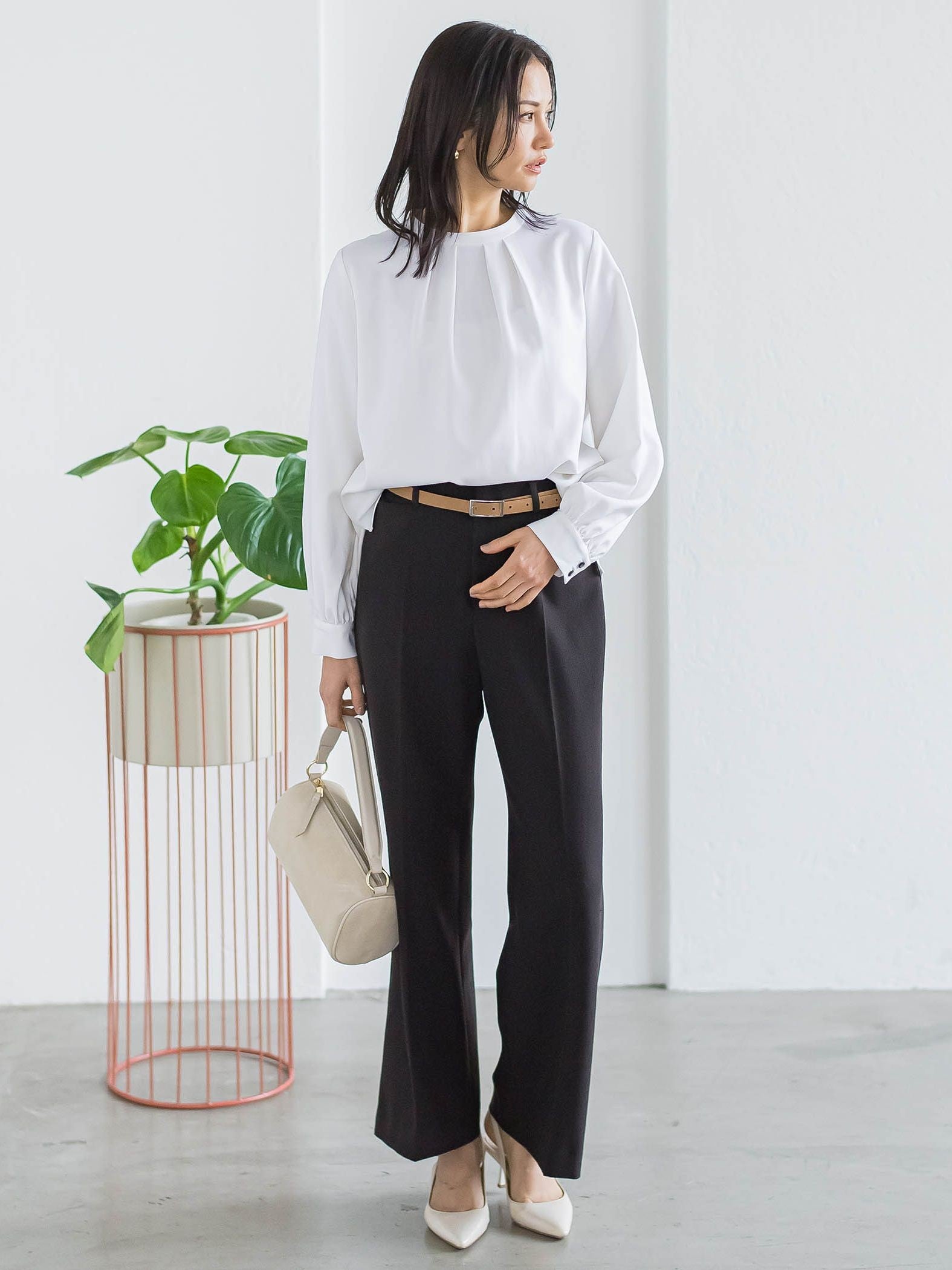 ウールブレンドストレッチブラウス≪セットアップ対応/手洗い可能≫