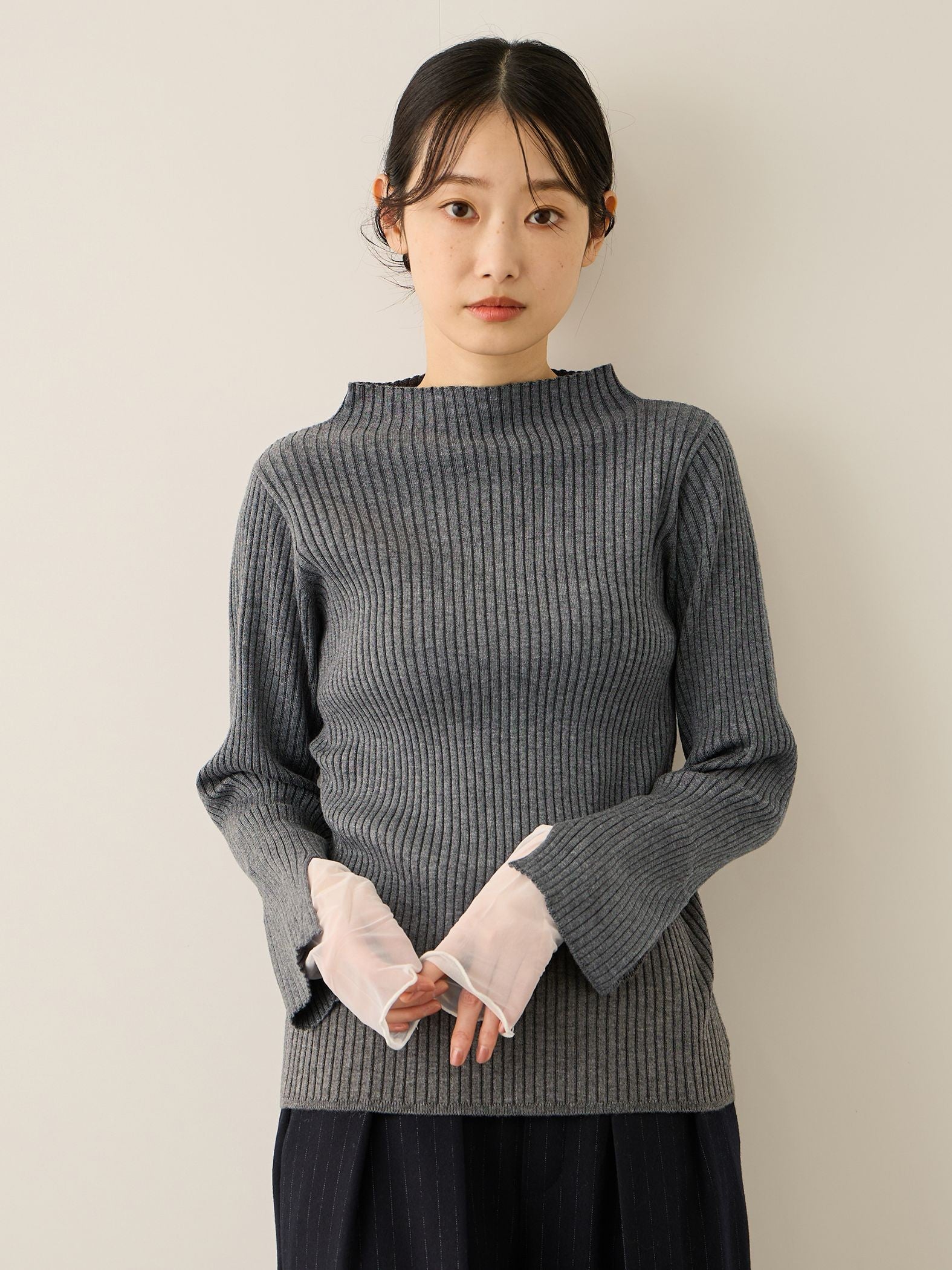 シアーカフレイヤードフウニットプルオーバー≪手洗い可能≫