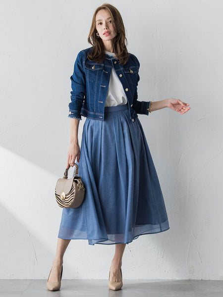 オーガンジーデニムスカート