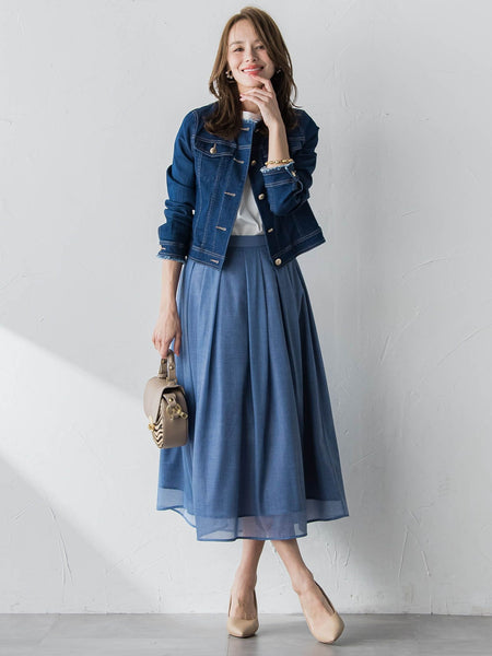 オーガンジーデニムスカート