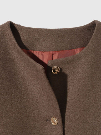 ウールチョウジャージーノーカラージャケット