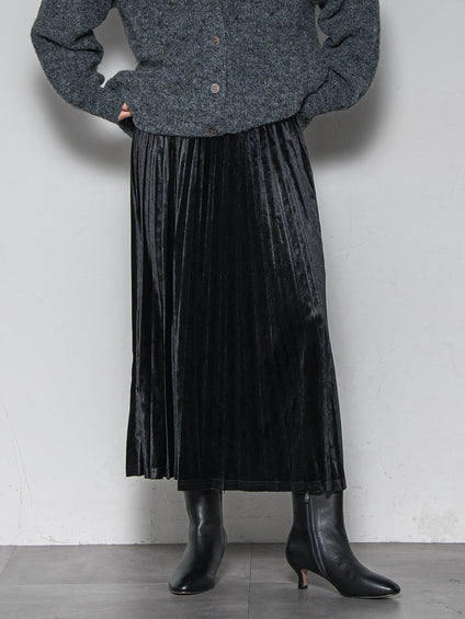 【WEB限定】ストレッチベロアプリーツスカート≪手洗い可能≫