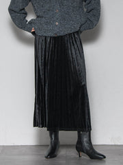 【WEB限定】ストレッチベロアプリーツスカート≪手洗い可能≫