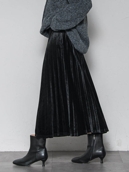 【WEB限定】ストレッチベロアプリーツスカート≪手洗い可能≫