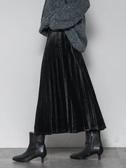 【WEB限定】ストレッチベロアプリーツスカート≪手洗い可能≫