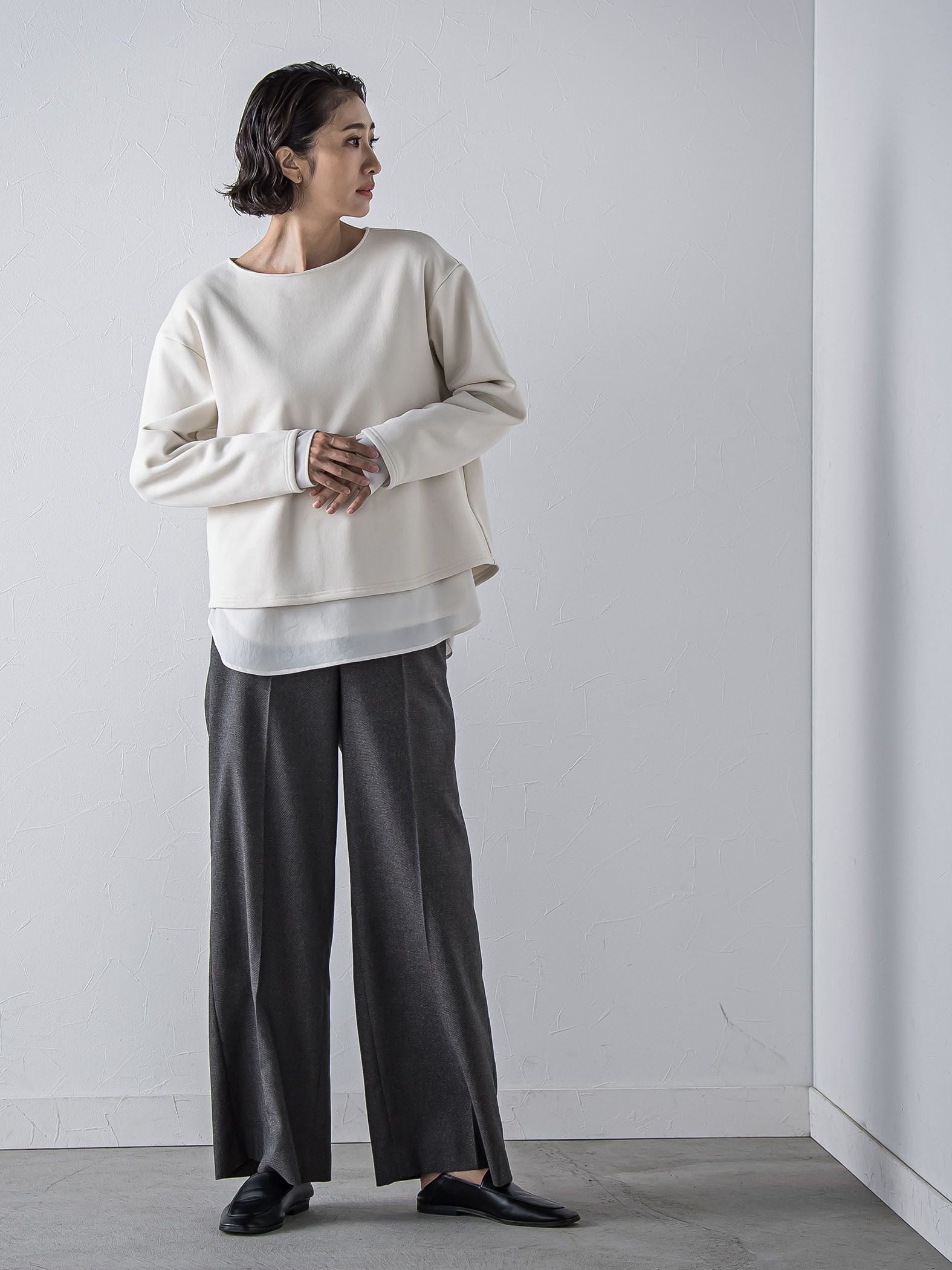 キラメキストレッチワイドパンツ≪洗濯機で洗える≫