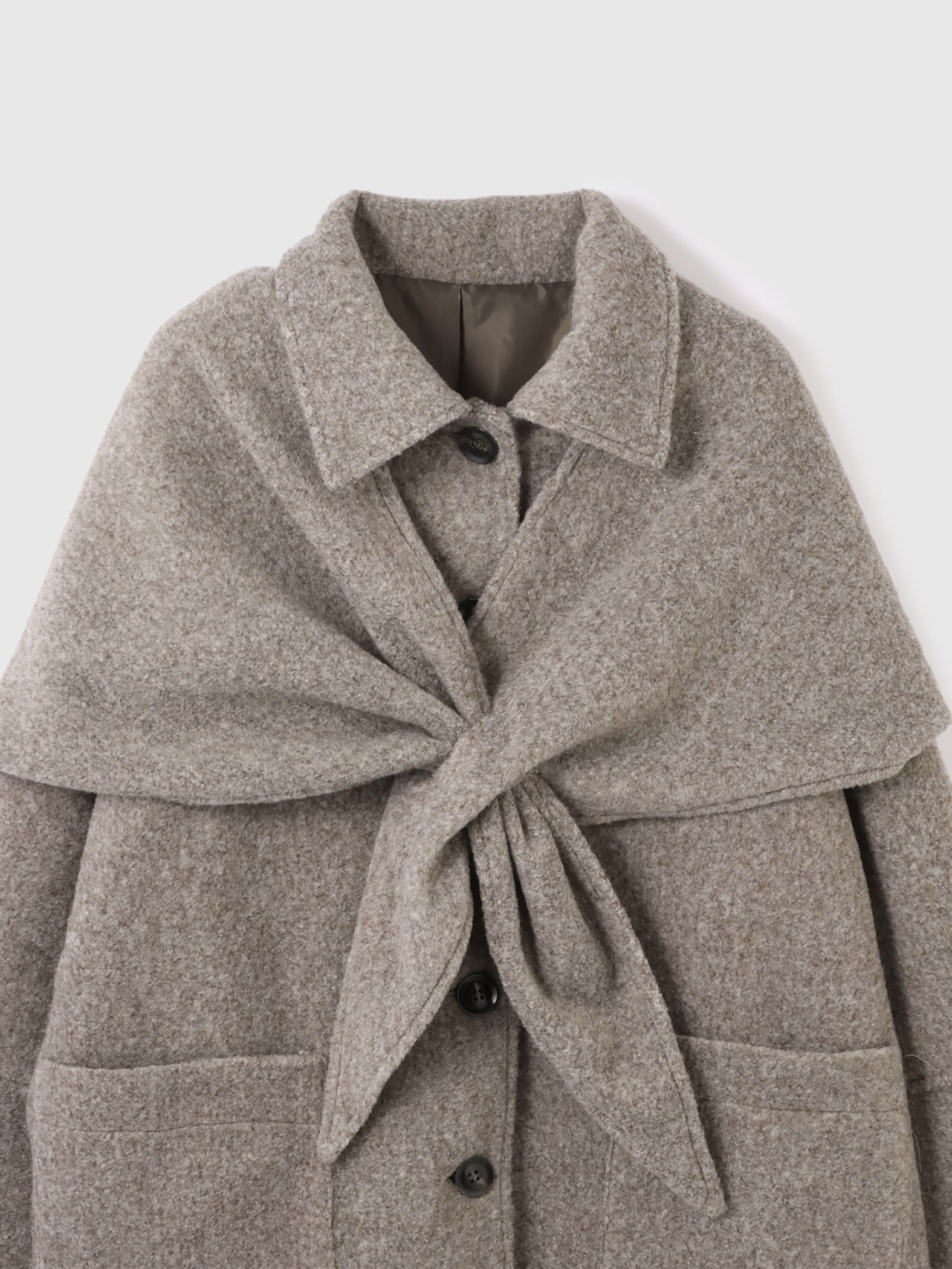 ショール付きスライバーニットコート