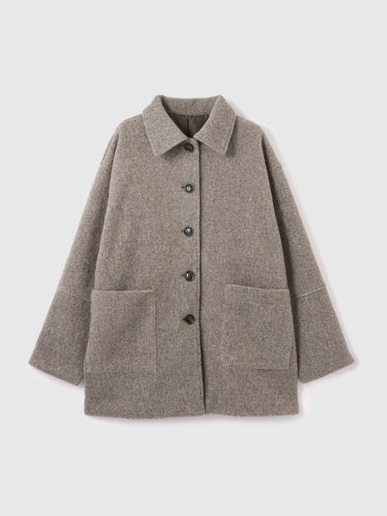 ショール付きスライバーニットコート