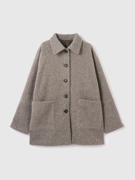 ショール付きスライバーニットコート