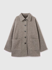 ショール付きスライバーニットコート