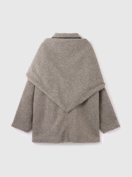 ショール付きスライバーニットコート