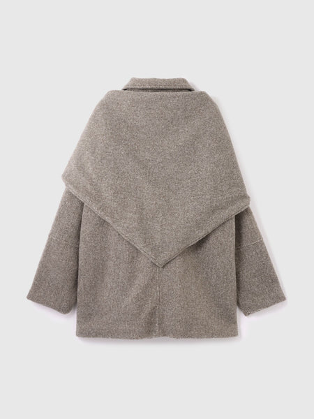 ショール付きスライバーニットコート