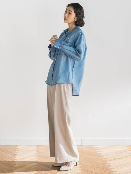 【大きいサイズ】シアーデニムシャツ