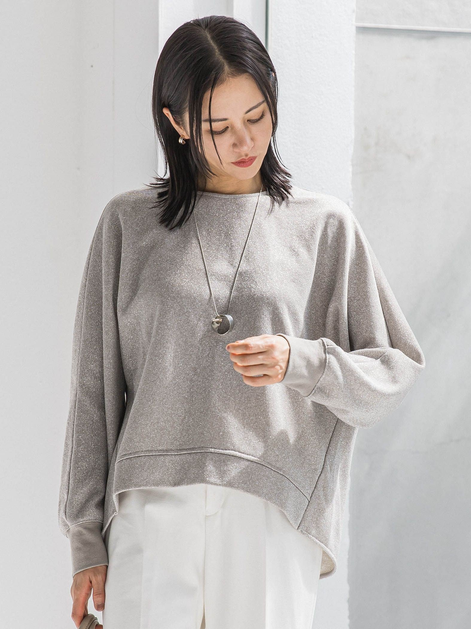 ラメ裏毛カットソー