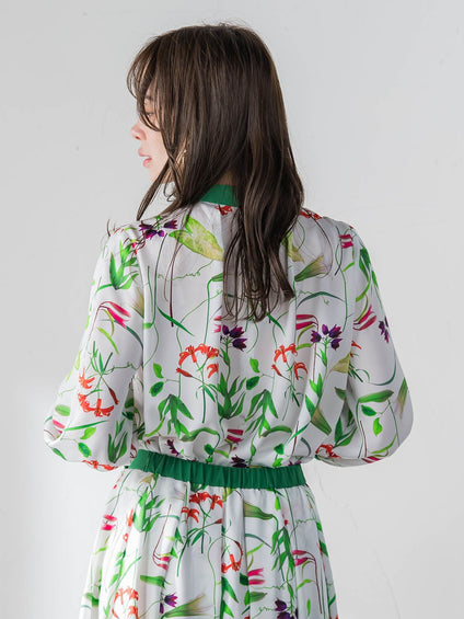 【KEITA KAWASAKI × Viaggio Bluコラボ】リリープリントブラウス