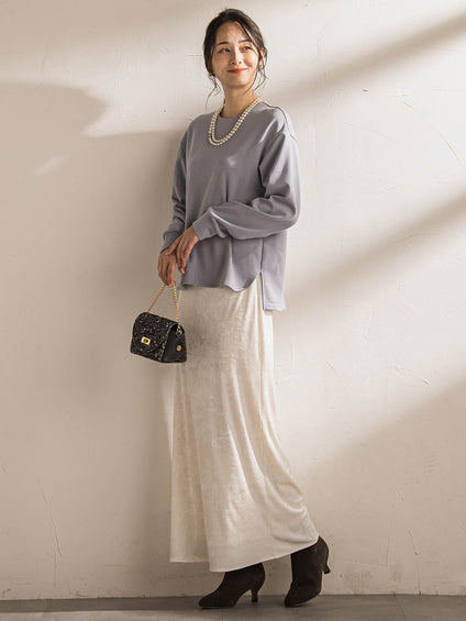 【WEB限定】《暖色美》裏起毛クルーネックトップス≪手洗い≫