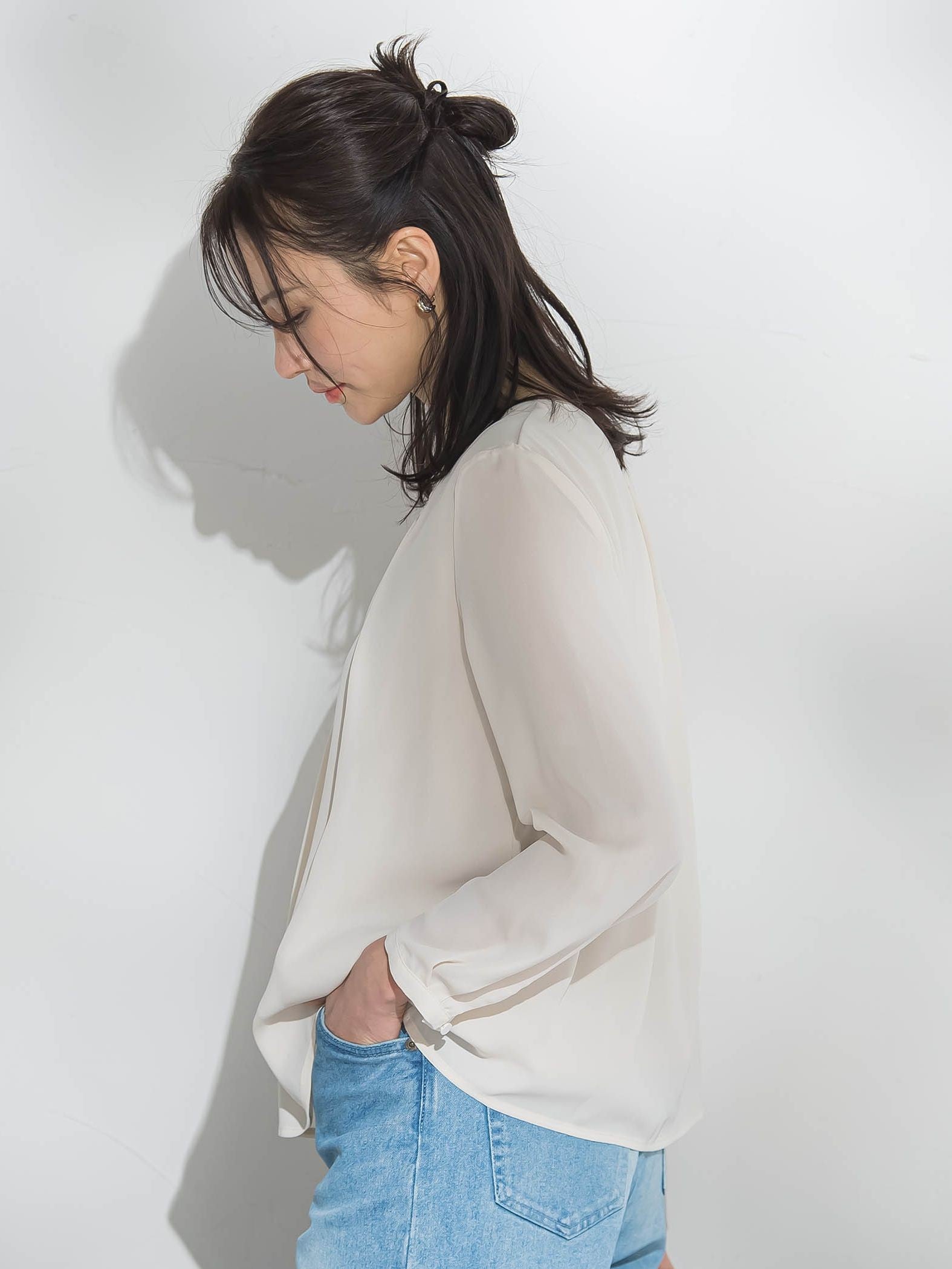 【WEB限定】透けにくい安心シフォンブラウス