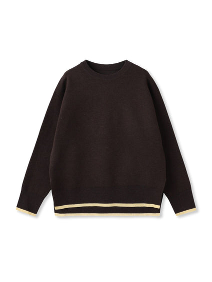 配色クルーネックニット≪洗える≫