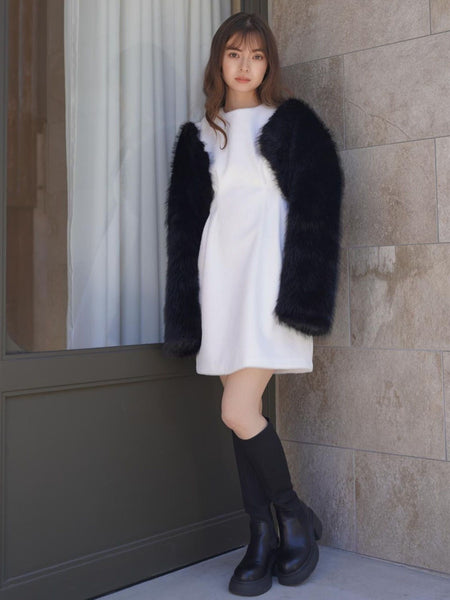 Back Ribbon shaggy One-Piece≪手洗い可能≫