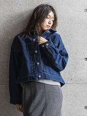 【WEB限定】デニムクロップドジャケット≪洗濯機で洗える≫