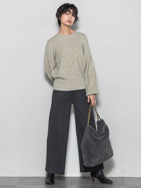 【WEB限定】裏起毛プリーツパンツ≪手洗い可能≫