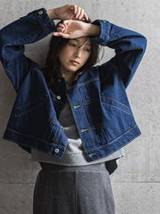 【WEB限定】デニムクロップドジャケット≪洗濯機で洗える≫