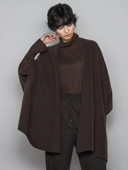 ニット両面パイルノーカラーポンチョ