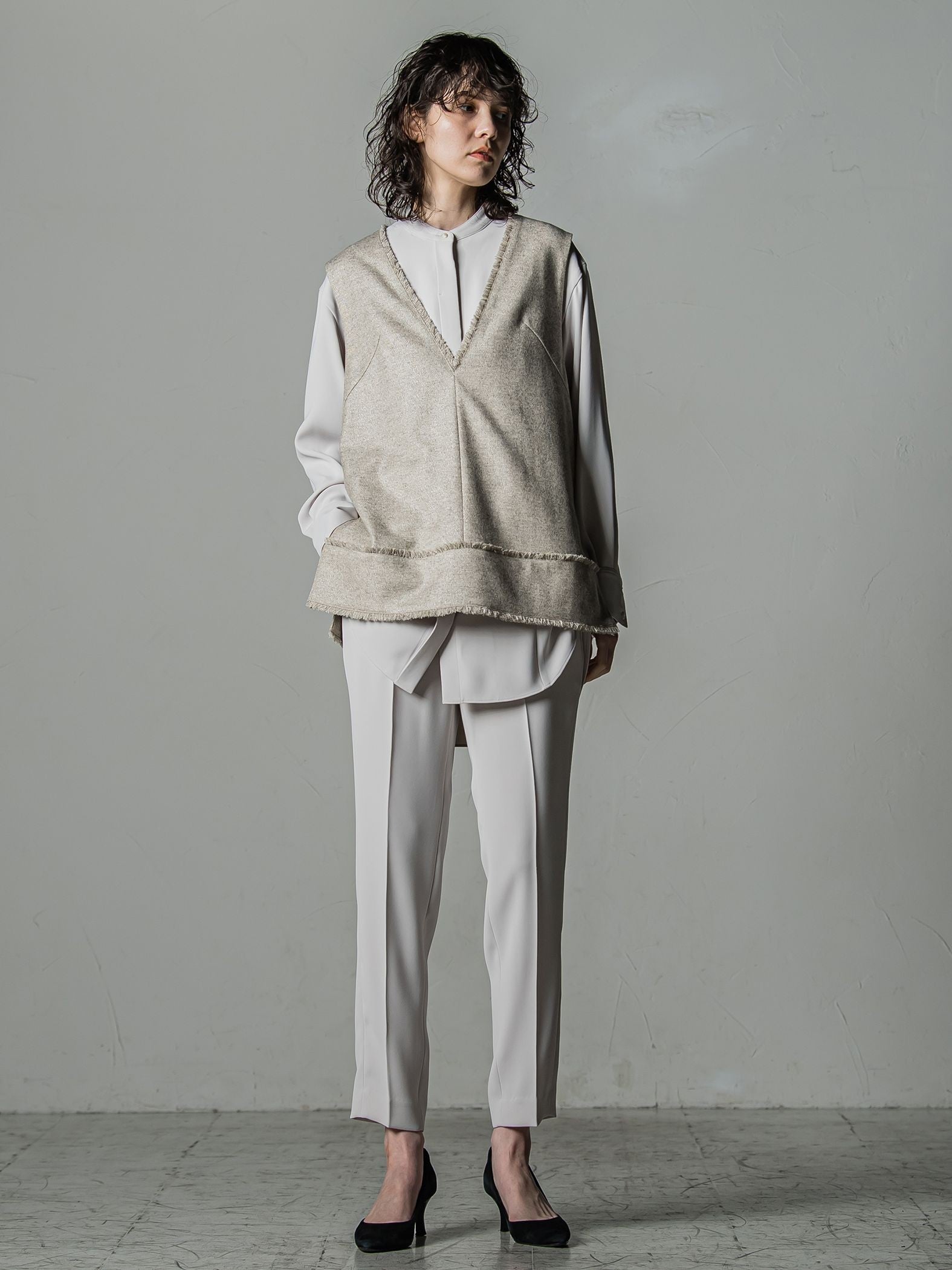 ダブルクロス2WAYロングシャツブラウス≪洗濯機で洗える/セットアップ対応≫