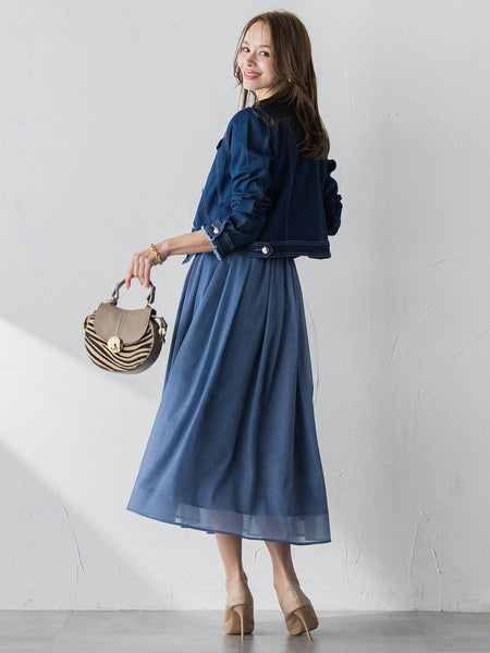 オーガンジーデニムスカート