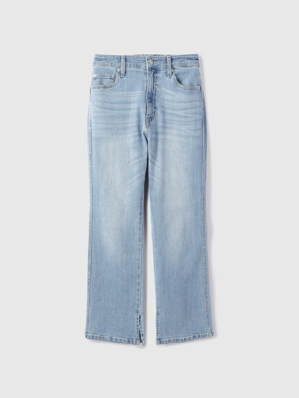 ウエストゴムフレアストレッチデニム