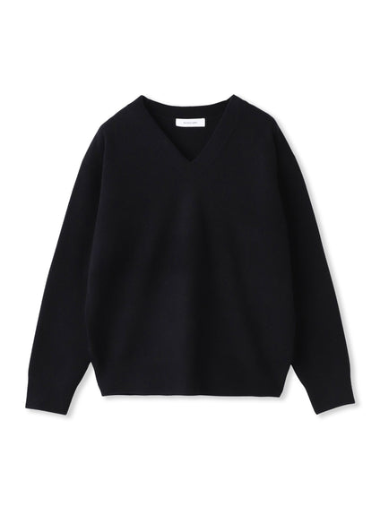 【ふわもち】Vネックニット≪洗濯機で洗える≫