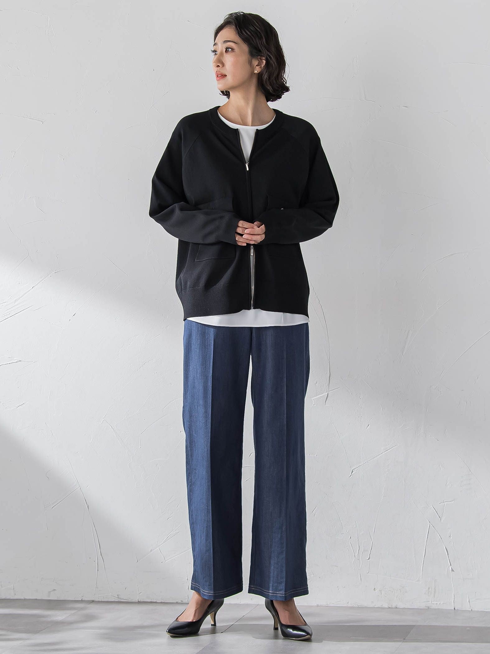 セルロースデニムワイドパンツ