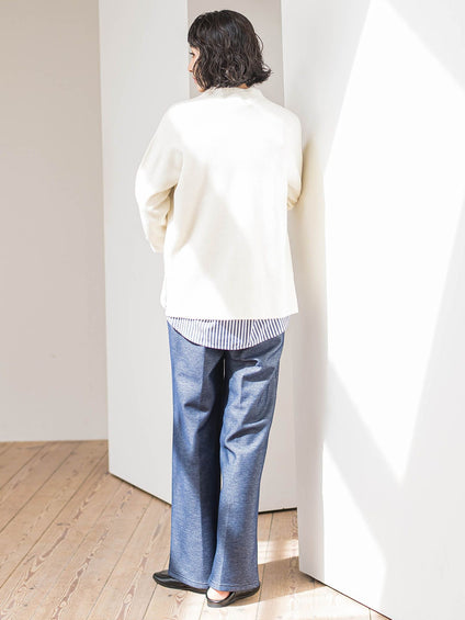 【WEB限定/大きいサイズ】”楽暖”裏起毛ワイドパンツ≪洗濯機で洗える≫