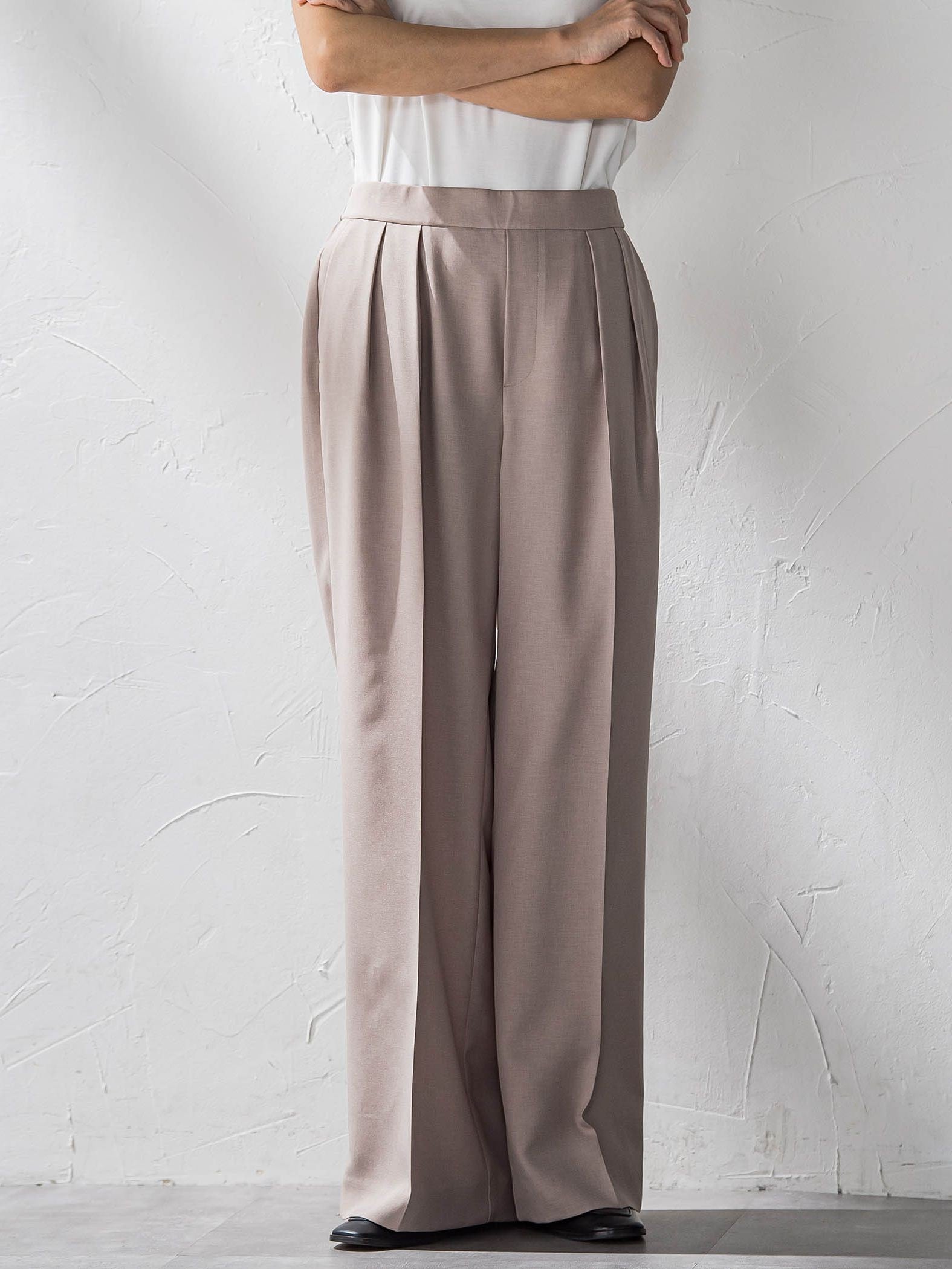 【WEB限定】タックワイドパンツ≪洗濯機で洗える≫