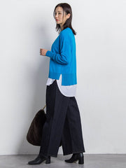 【WEB限定】ベーシックウールクルーネックニット≪洗える≫