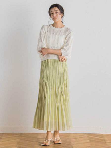 ポリ麻シアースラブプリーツスカート≪手洗い可能≫