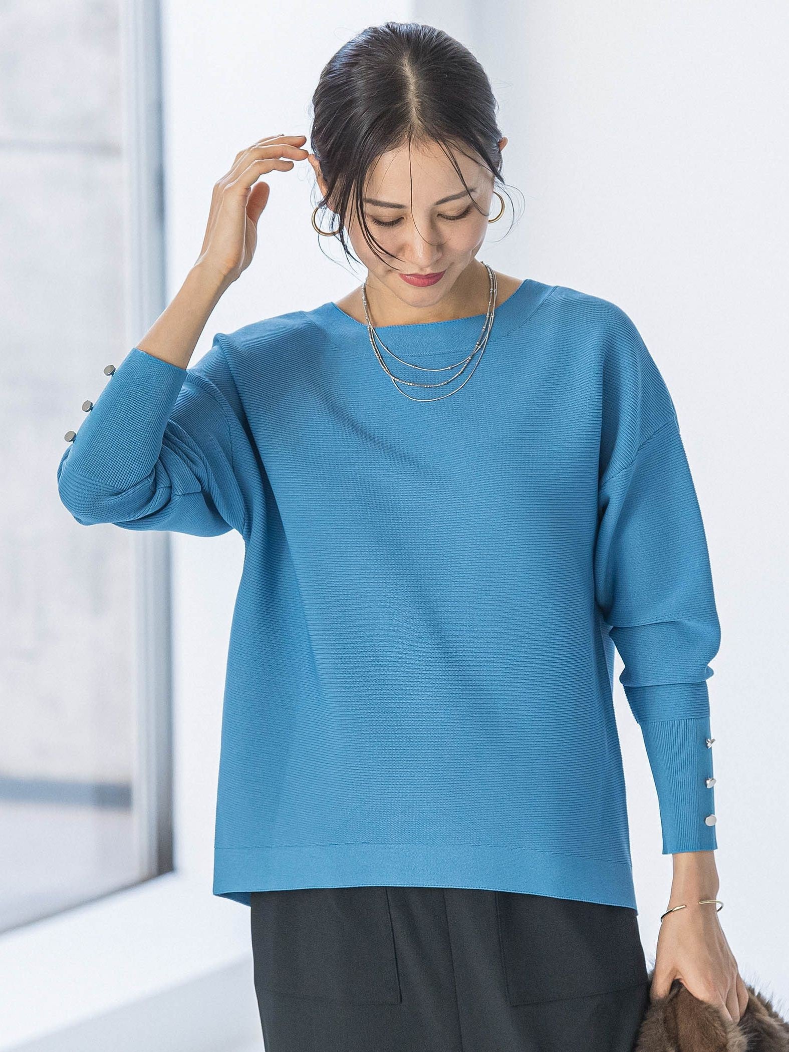 【WEB限定】ソデボタンガーターニット≪11号あり/洗える≫