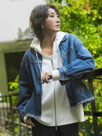 ストレッチダンボールジップパーカー