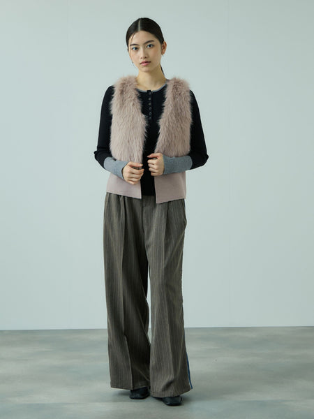 フロントフェイクファーニットベスト