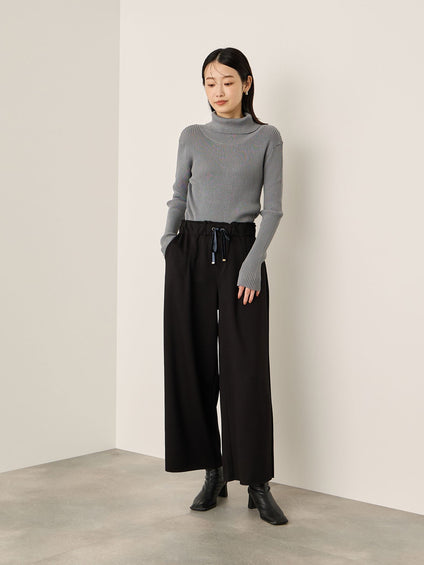 調温バックボタンハイネックニット≪手洗い可能≫