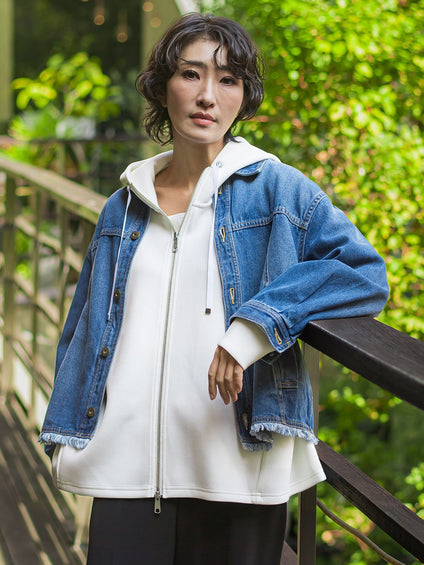 ストレッチダンボールジップパーカー