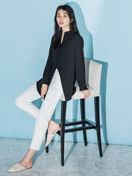 ダブルクロス2WAYロングシャツブラウス≪洗濯機で洗える/セットアップ対応≫