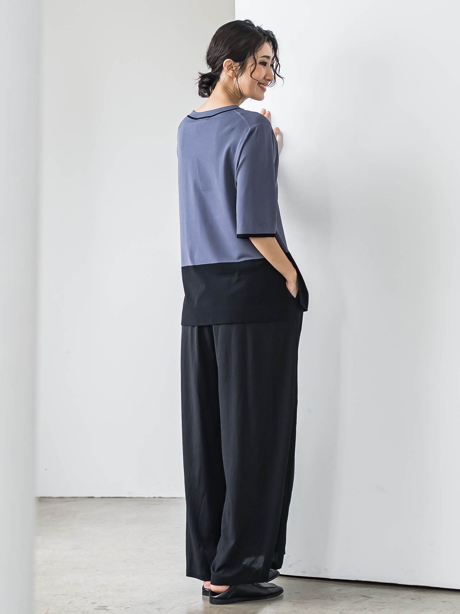 Tシャツ風ニットプルオーバー≪手洗い可能≫