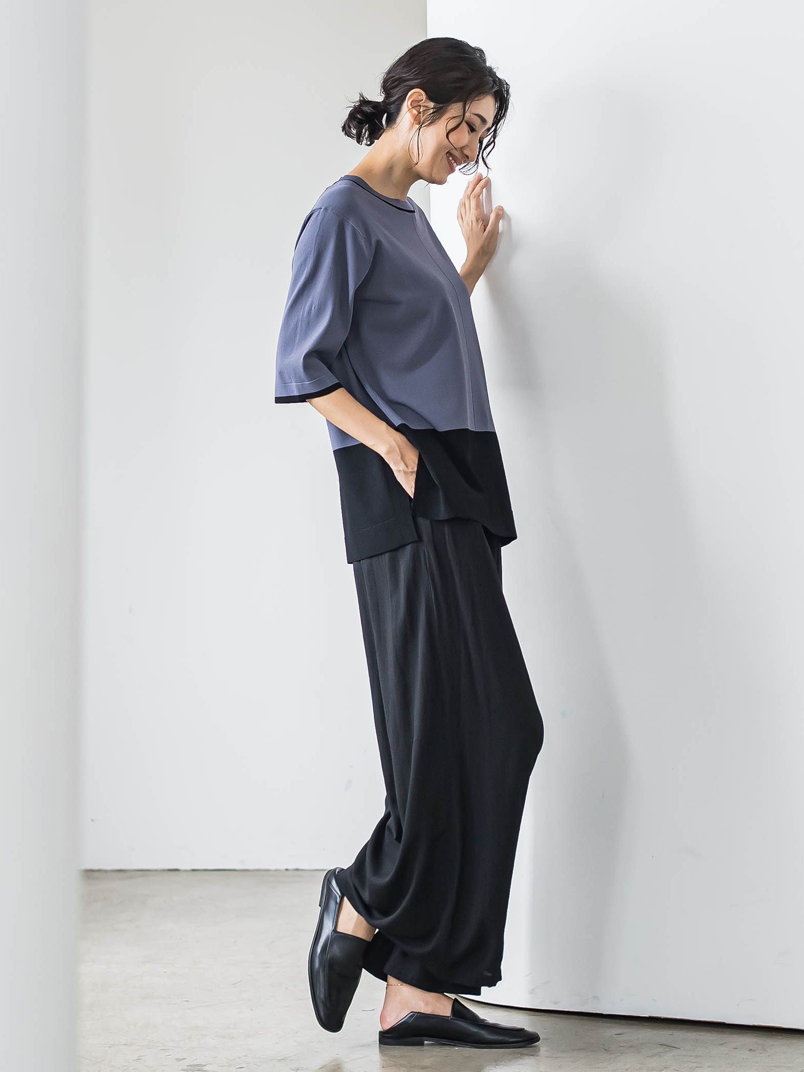 Tシャツ風ニットプルオーバー≪手洗い可能≫
