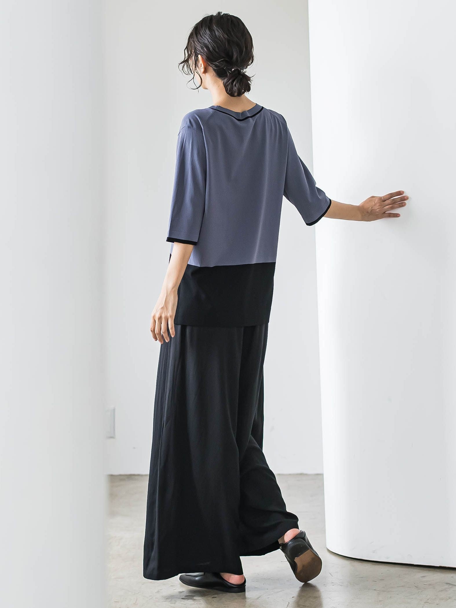 Tシャツ風ニットプルオーバー≪手洗い可能≫