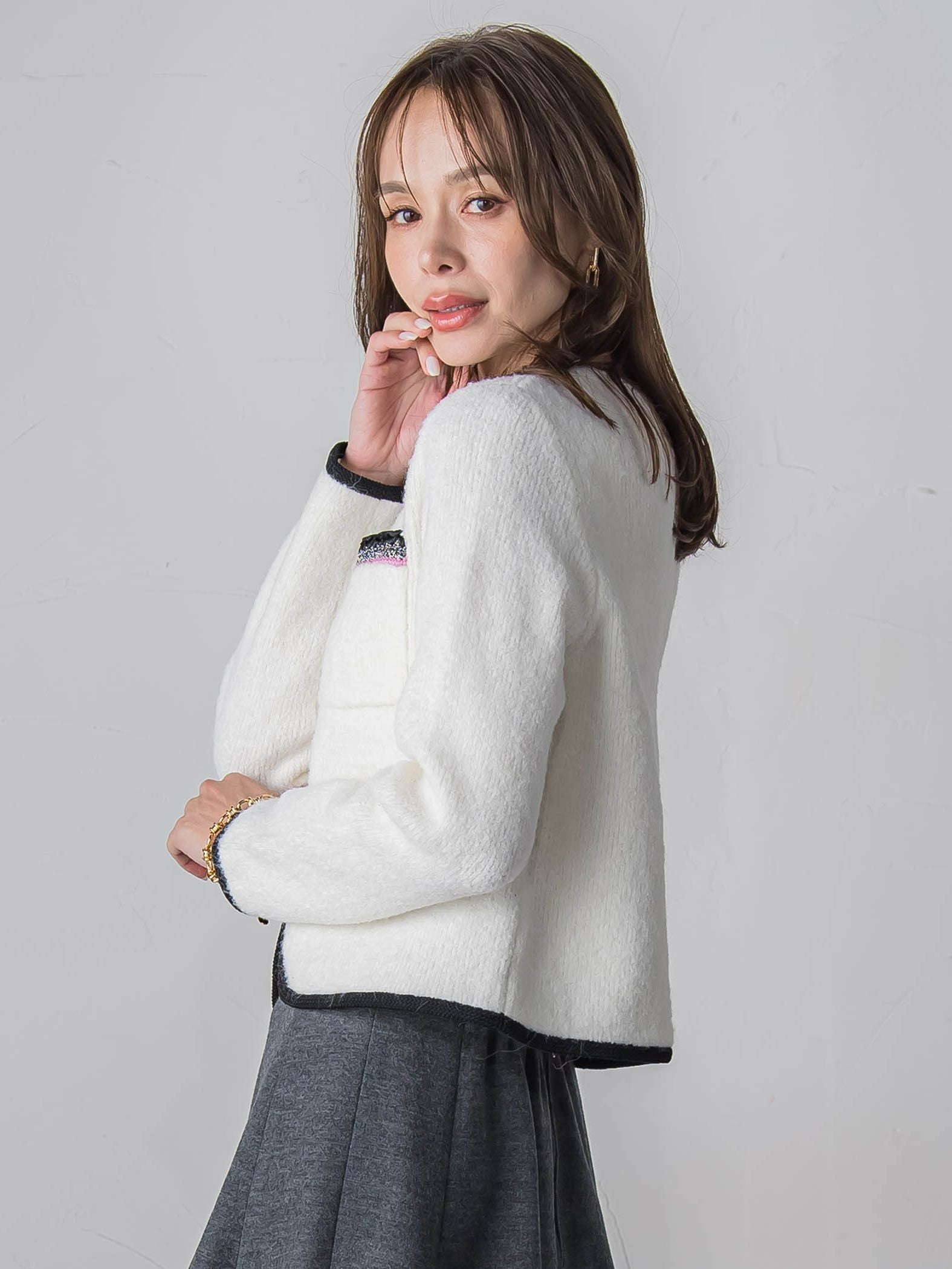 【WEB限定】バイカラーニットジャケット