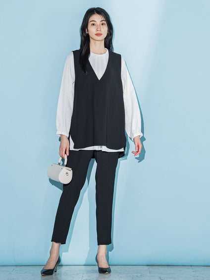 ダブルクロス2WAYタックテーパードパンツ≪洗濯機で洗える/セットアップ対応≫