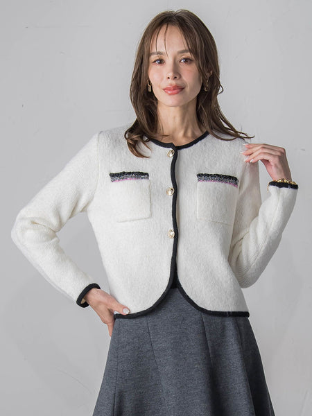 【WEB限定】バイカラーニットジャケット