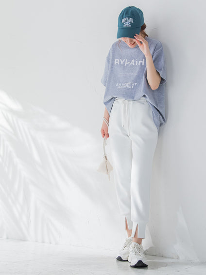 【ビッキー定番/ロングシーズン大活躍の多機能素材/L号サイズ登場！】裾スリットジョガーパンツ《洗濯機で洗える》
